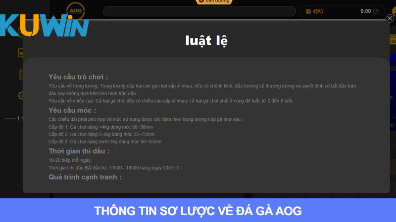 Những điều bạn cần biết về AOG đá gà